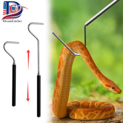 39” Retractable Reptile Handling Tool Stainless Steel Snake Hook Non-Slip Rubber