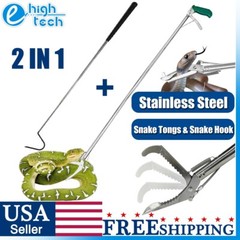 47″ Heavy Duty Snake Tongs Hook Reptile Grabber Catcher Wide Jaw Handling Tool