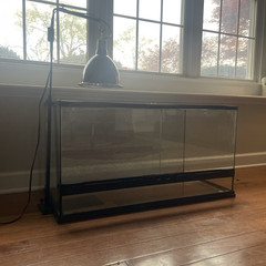 Glass Reptile Terrarium Tank w/ Sliding Screen Top Lid & Clamp Dome Heat Lamp