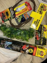 Zoo Med Eco Carpet/Vine/Flora/UVB & Day Bulb/ Thermometer Reptile New