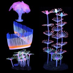 Glowing Fish Tank Decorations Plants, 4 pcs Glow Aquarium Decoration Plants K…