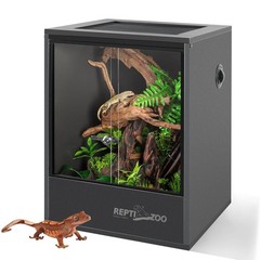 REPTI ZOO 30 Gallon PVC Tall Reptile Tank, 18x18x24 Reptile Terrarium for Fro…