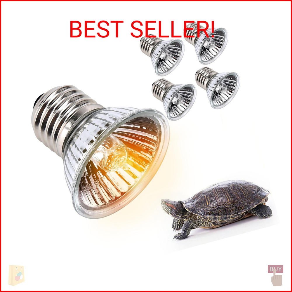 50W UVA+UVB Reptile Heat Lamp, 4 Pack Heat Lamp Light Bulbs for Reptiles, Amphib