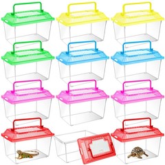 12Pcs Plastic Reptile Terrariums Carrier Cage, Tarantula Enclosure Breeding B…