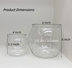 2Pcs Plastic Fish Bowls, 135oz Round Tank 1 Gallon Clear
