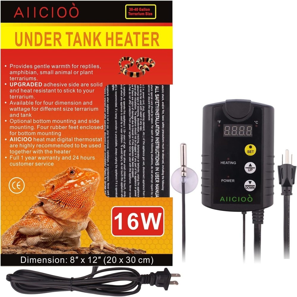 Aiicioo Under Tank Heater Thermostat – Reptile Heating Pad with Temperature C…