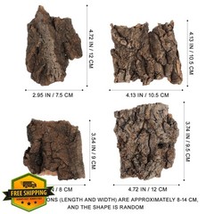 IMIKEYA 4pk Reptile Cork Bark Hide Gecko Tortoise Terrarium Decor