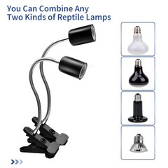 2 Pack Reptile Heat Lamps with 360° Rotatable Clips, UVA + UVB Spectrum for T…