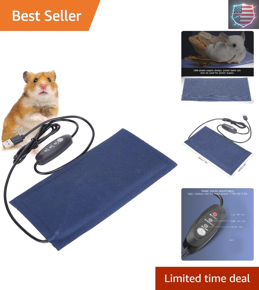 Small Reptile Heating Pad Reptiles,6×3 inch USB Reptile Heat Pad with 3 Level…