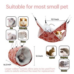 Rat Ferret Hammock Toys Cage Accessories, Guinea Pig Hideout Tunnel, Warm Bed…