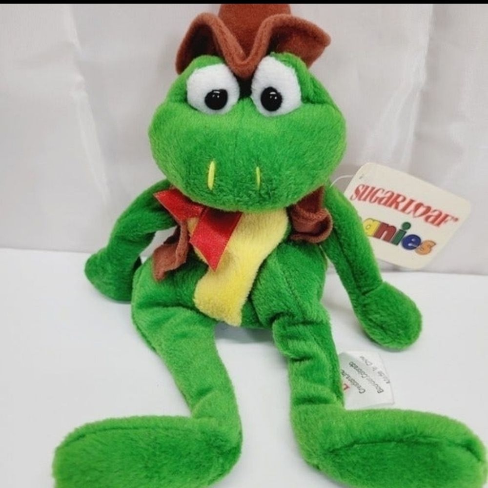 *m7 Sugarloaf Beanies frog in cowboy hat & vest 9″ long vintage