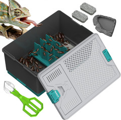Self-Cleaning Reptile Feeder Insect Habitat with Escape-Proof Lid, Removable Cli