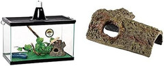 10 Gallon Tropical Pet Reptile Starter Habitat Kit with Bark Bends Terrarium De