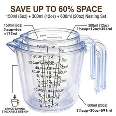 Measuring Cup Set, 3PCS Plastic Liquid Measuring Cups,Includes 150Ml, 300Ml a…