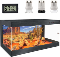 64 Gallon Reptile Tank with Lockable Design & Built-In Sockets – Black
