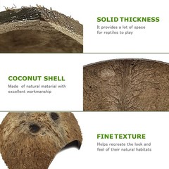 4 PCS Natural Coconut Shell Reptile Hideout Hermit Crab Gecko Lizard Habitat