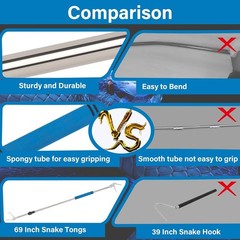 Snake Grabber Tool, 69Inch Snake Tongs for Rattlesnake Reptile Tongs Long Reach