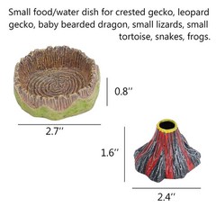 2 Pack Green Small Reptile Feeding Dishes Gecko Food Water Bowls