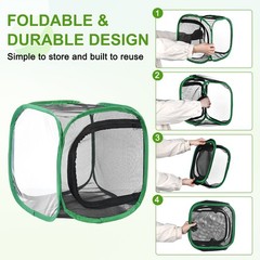 Outdoor Butterfly Habitat Cage Terrarium [Black with Green, 12 x 12 x 12 Inch]