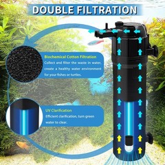 Aquarium Filter Fish Tank Filter with U-V Light, Submersible Aquarium Filter …