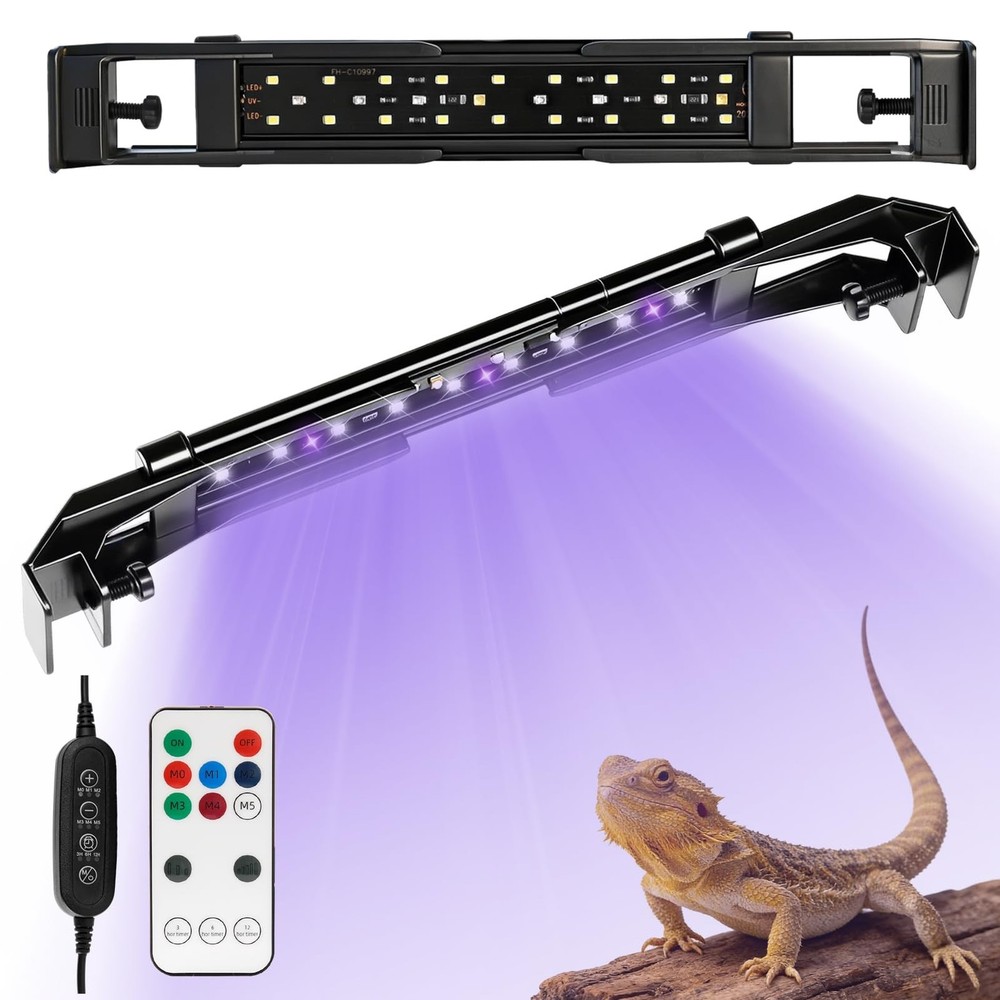8W LED UVA UVB Light for Reptiles,7.8″ HO UVB 12.0/10.0/5.0/2.0 LED Reptile L…