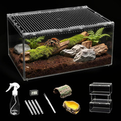 Xlarge Reptile Terrarium Kit,Escape Proof Tarantula Enclosure,Pc Starter Hermit