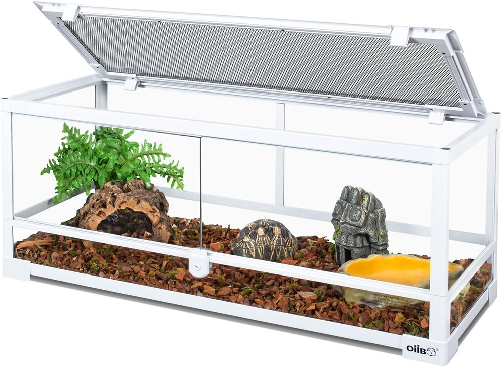 Full Glass Long Tank Reptile Terrarium 20 Gallon Front Opening Terrarium