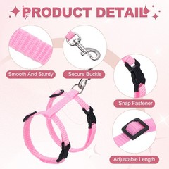 Rabbit Harness and Leash, Small Animal Harness( 2Pcs, Pink)