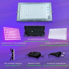 Glostars 100W LED UV Black Light, Powerful 100W-2P, glossy black