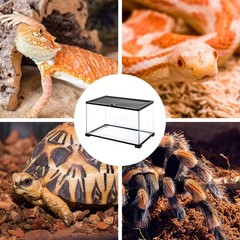 REPTI ZOO Full Glass 15 Gallon Reptile Tank, Medium Reptile Terrarium for Gec…