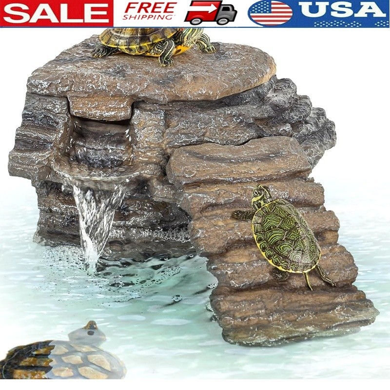 3 in 1 Turtle Tank Filter W/ Basking Platform & Detachable Bridge Terrarium New