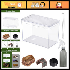 Small Reptile Terrarium 10.2″ x 5.9″ x 5.7″ – Starter Kit for Gecko, Spider, Amp