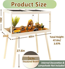 Spacious 65 Gallon Reptile Enclosure for Bearded Dragons & Lizards – Oak Finish