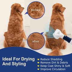 3-in-1 Pet Hair Dryer & Slicker Brush for Dogs & Cats – Portable, Quiet, Adju…