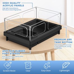 MoonOrange Small Turtle Tank, Aquarium, Acrylic Terrarium with Basking Black