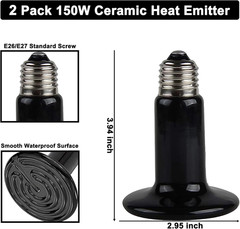 15 Inch Dual Reptile Light Fixture, Max 150W Reptile Heat Lamp with 2PCS 150W Ce