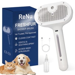 Fresh Fur Shower Brush,3 in 1 Pet Steam Brush,Spray Hair Removal Comb for Cat…