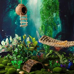 Foilswirl 18 Pcs Bearded Dragon Tank Accessories Reptile Bridge Hammock Plant…