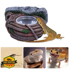 AIICIOO Reptile Feeding Ledge Bowl Amphibian Feeder Terrarium Decor Vine Dish