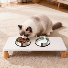Wooden Elevated Cat Food Stand, 3.2″ Raised Cat Food Table, Pet Feeding Table…
