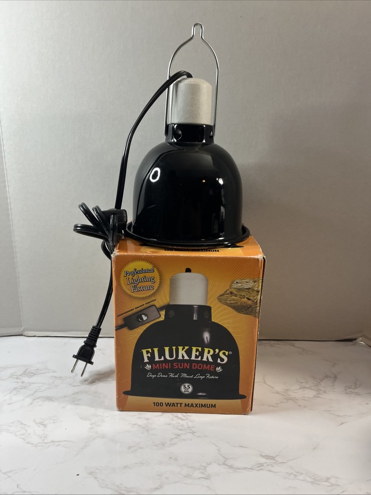 Fluker’s Sun Dome Reptile Lamp Deep Dome Flush Mount Fixture, 8.5 in, Black