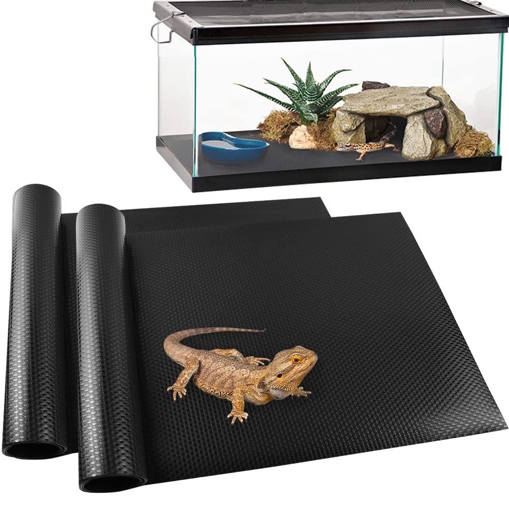 TCYPUHL Reptile Carpet, Mat, Bearded Dragon, 2 PCS, Black 18″×79″