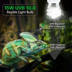 15W 5.0 UVA UVB Reptile Light, Tropical, UVB 100, Compact Fluorescent Lamp