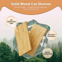 3 PCS Large Cat Wall Shelves 14×8 Inch Natural Wood Mounted Climbing Lounger