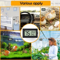 BSRESIN 2 PCS Rectangle Reptile Thermometer and Humidity Black
