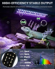 9.8in Reptile LED UVB Light 9W Auto Timer Dimmable Ferguson Zone 1-4 Lamp UVB