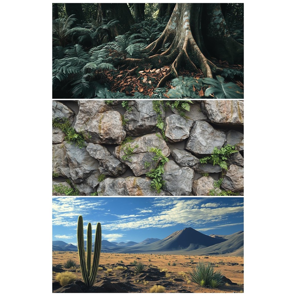 COMSUN 3 PCS Terrarium Background, 48×24 inch Polyester Reptile Backgrounds |…