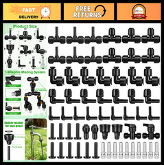86 Pack 1/4″ Misting Nozzle Kit – 360° Adjustable Reptile & Plant Mister System