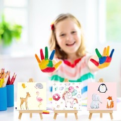 32 Pack, 4 x 4 Inch Mini Canvases with Easel Sets for Painting Small Art Stre…