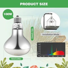 1 Pack 100W Reptile Heat Lamp Bulbs, Full Spectrum UVA/UVB Reptile Light Bulb an